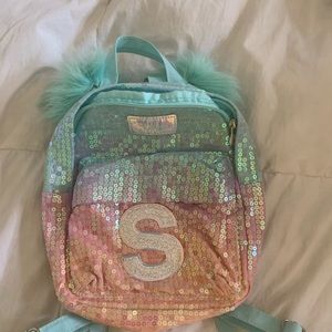JUSTICE Inital Marked Sequin Backpack “S”